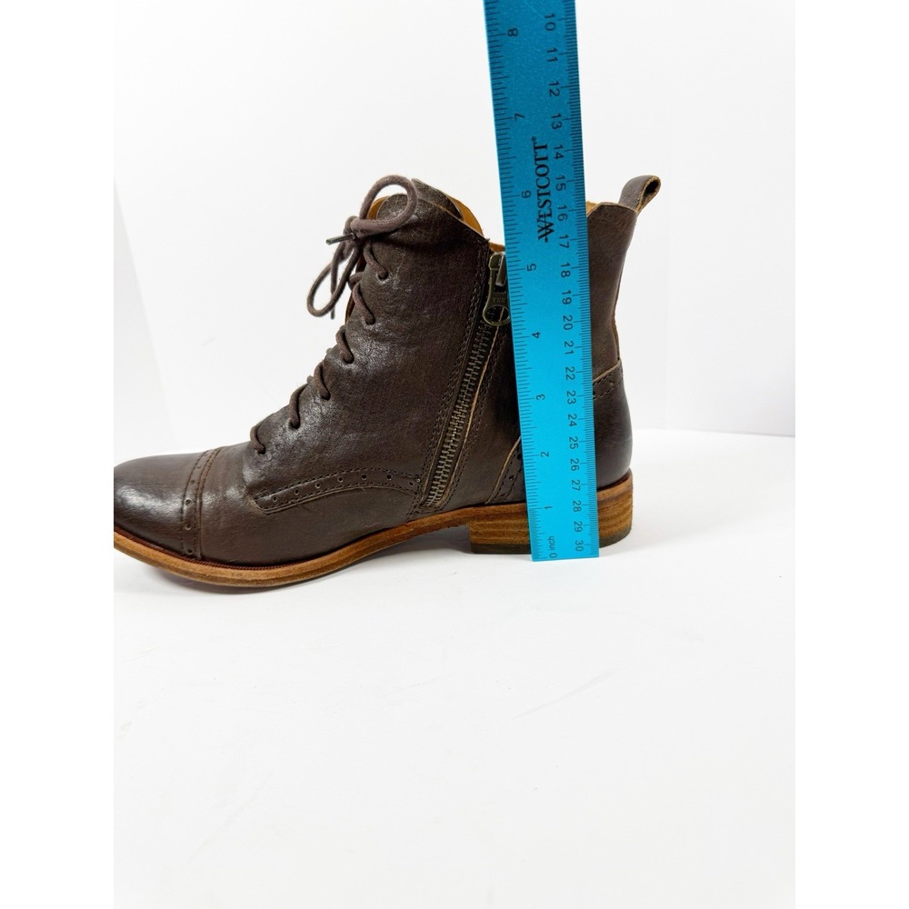 Kork-Ease Brown Leather Lace Up Ankle Boot Cap Toe Equestrian Zip Bootie 7.5 - Picture 13 of 15